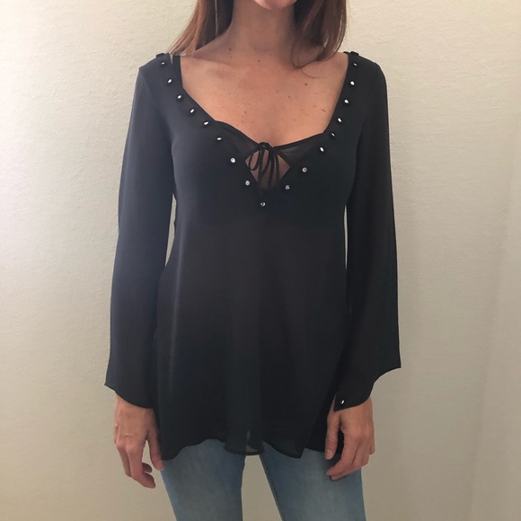 Victoria's Secret Tops - Victoria Secret Black Mesh Blouse Size XS